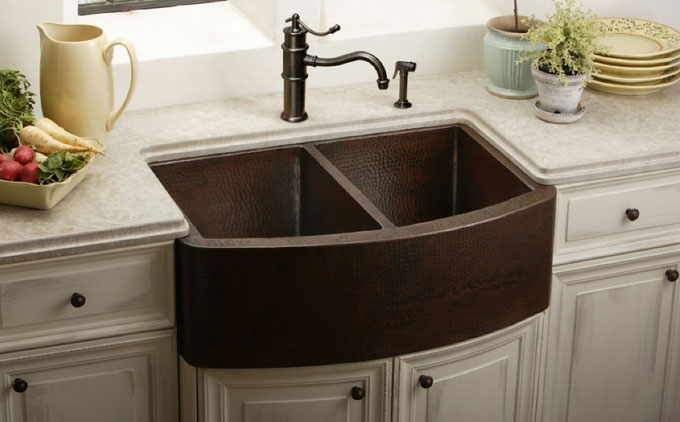 curved apron front sink