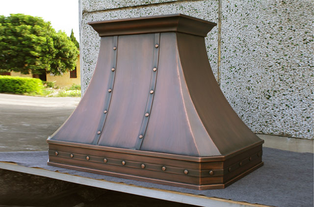 hammered copper range hood